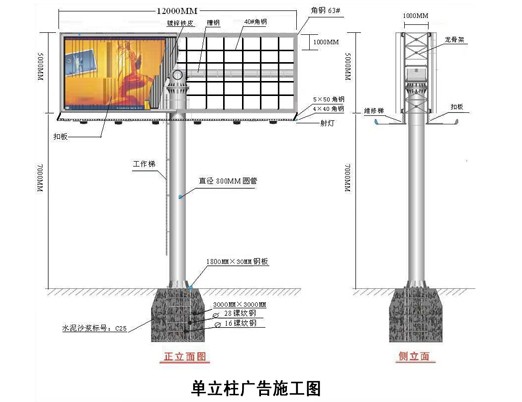 单立柱广告牌施工图